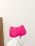 Neon-Pink Chain Strap Baguette Bag