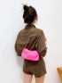 Neon-Pink Chain Strap Baguette Bag