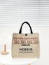 Tassel Charm Letter Graphic Tote Bag