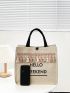 Tassel Charm Letter Graphic Tote Bag