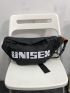 Letter Graphic Oxford Waist Bag