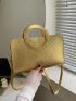 Metallic Double Handle Square Bag