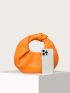 Neon-Orange Ruched Bag