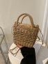 Mini Drawstring Design Straw Bag