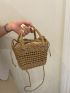 Mini Drawstring Design Straw Bag