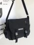 Patch Detail Release Buckle Decor Crossbody Bag Without Bag Charm