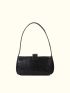 Metal Decor Crocodile Embossed Baguette Bag