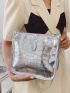 Metallic Crocodile Embossed Square Bag