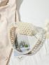 Mini Faux Pearl Decor Belt Bag