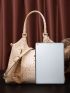 Crocodile Embossed Twist Lock Shoulder Tote Bag