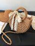 Lace Up Decor Straw Bag