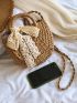 Lace Up Decor Straw Bag