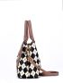 Argyle Pattern Metal Decor Shoulder Tote Bag