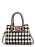 Argyle Pattern Metal Decor Shoulder Tote Bag