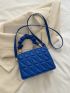 Mini Chain Decor Ruched Top Handle Quilted Flap Square Bag