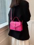 Neon-pink Buckle Decor Flap Square Bag