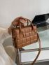 Geometric Embossed Double Handle Square Bag