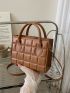 Geometric Embossed Double Handle Square Bag