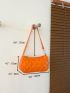 Neon Orange Quilted Baguette Bag