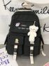 Cartoon & Buckle Decor Backpack With Bag Charm