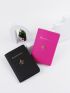 2pcs Neon Pink Metallic Airplane & Letter Graphic Passport Case