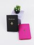 2pcs Neon Pink Metallic Airplane & Letter Graphic Passport Case