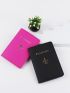 2pcs Neon Pink Metallic Airplane & Letter Graphic Passport Case