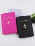 2pcs Neon Pink Metallic Airplane & Letter Graphic Passport Case