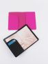 2pcs Neon Pink Metallic Airplane & Letter Graphic Passport Case