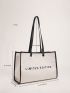 Letter Graphic Contrast Binding Shopper Bag