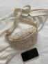 Mini Plant Embroidered Straw Fanny Pack