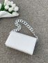 Quilted Detail Flap Chain Square Bag