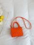 Mini Neon Orange Quilted Detail Double Handle Square Bag