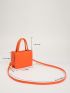 Mini Neon Orange Quilted Detail Double Handle Square Bag