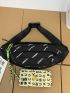 Letter Graphic Fanny Pack With Bag Charm