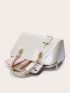 Artificial Patent Leather Elegant Zipper Top Handbag, Women's Stylish Solid Color Purse For Work & Party