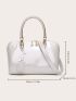 Artificial Patent Leather Elegant Zipper Top Handbag, Women's Stylish Solid Color Purse For Work & Party