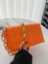 Neon-Orange Quilted Detail Flap Chain Square Bag