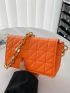 Neon-Orange Quilted Detail Flap Chain Square Bag