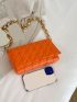 Neon-Orange Quilted Detail Flap Chain Square Bag