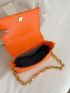 Neon-Orange Quilted Detail Flap Chain Square Bag