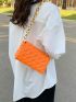 Neon-Orange Quilted Detail Flap Chain Square Bag