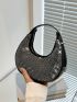 Rhinestone Decor Hobo Bag