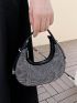 Rhinestone Decor Hobo Bag