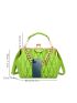 Neon-Green Quilted Chain Decor Kiss Lock Satchel Bag