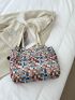 Color Block Chain Decor Shoulder Tote Bag