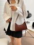 Small Hobo Bag White Geometric Embossed PU