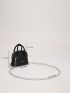 Mini Litchi Embossed Letter Detail Chain Dome Bag