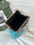 Sequin Decor Square Bag Faux Pearl Beaded Mini For Party