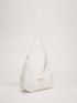 Metal & Faux Pearl Decor Baguette Bag